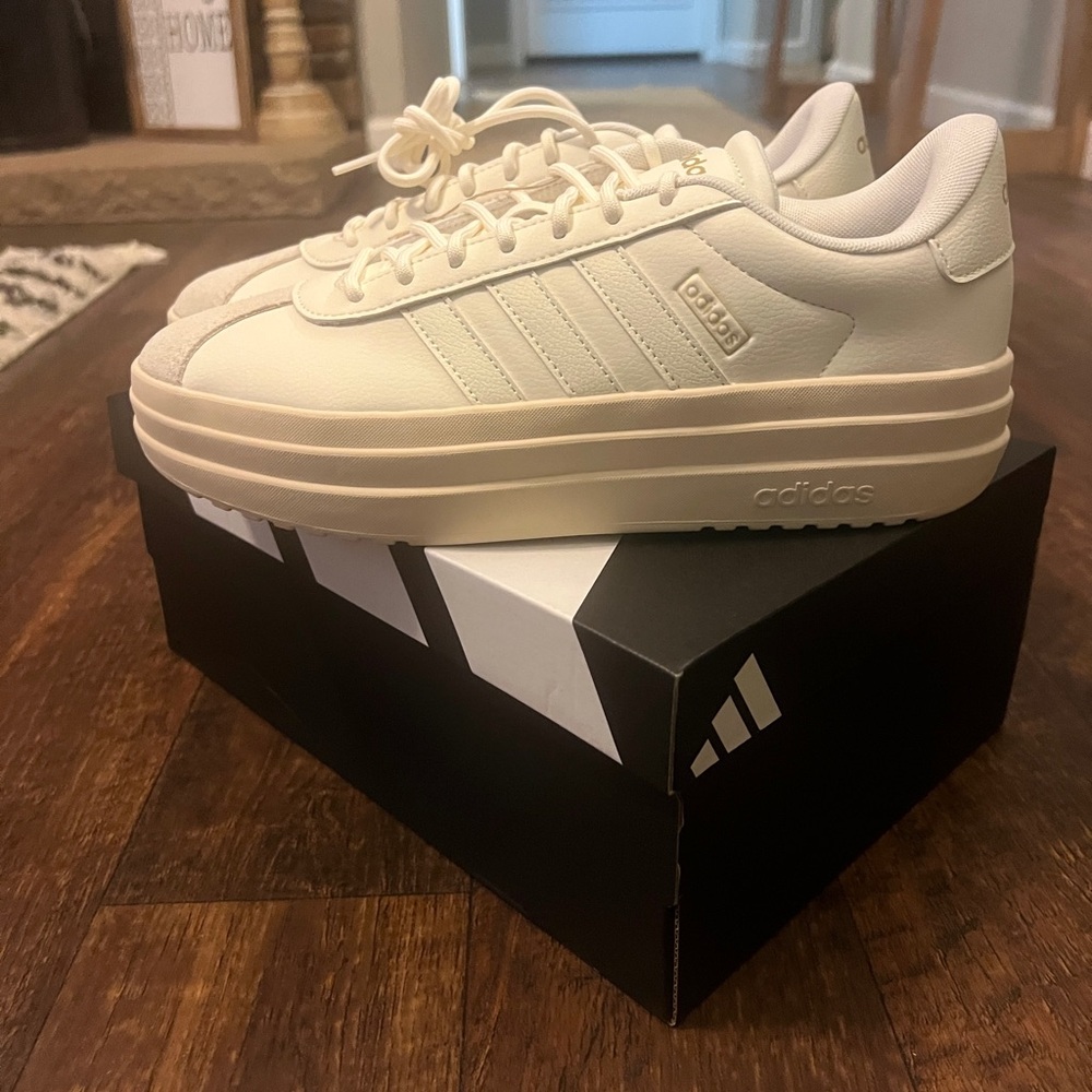 Women’s Adidas Off-White Platform Sneakers Size 9